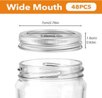 48 Pieces Canning Rings, 70MM Silver Split-Type Rustproof Tinplate Metal Canning Rings for Mason Jar, Reusable Leak Proof Replacement