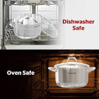 SUNHOUSE Stainless Steel Stock Pot - 11 Quart Heavy-Duty Induction Cooking Pot with Visible Lid for Pasta, Soup, Spaghetti - Nonstick Thick-Bottom Deep Stockpot for Canning, Boiling, and Simmering