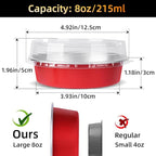 Beasea 4 Inch Disposable Tart Pans with Lids, 120 Pack 8oz Mini Pie Tins Creme Brulee Ramekins Bright Red Aluminum Foil Pie Tart Cake Baking Pans Individual Round Containers Oven Safe for Baking