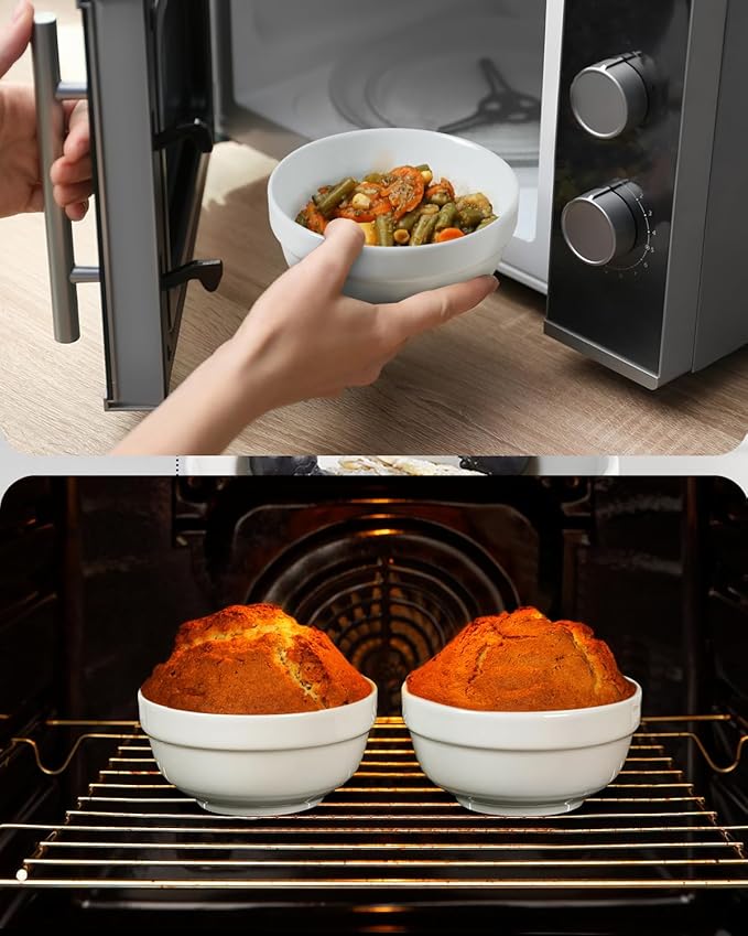 NUTRIUPS 12oz Small Bowls, 4.5in Ice Cream Bowl, Set of 8 White Ceramic Bowl for Dessert Snack Rice Side Dishes