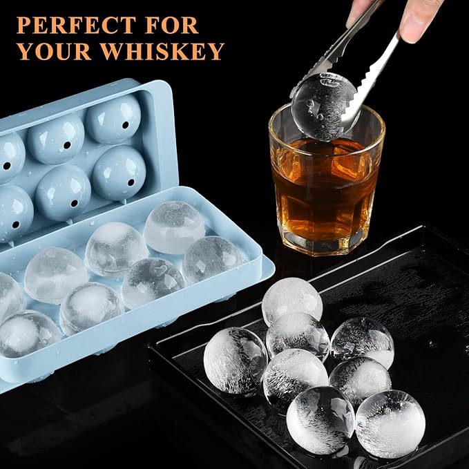 Round Ice Cube Mold,1.8 INCH x 8,Ice Ball Maker Mold | Round Ice Cube Trays for Freezer,Whiskey Ice Cubes Mold,Circle Ice Cube Tray with Lid,Ice Trays Ice molds for Whiskey,Cocktails,Coffee