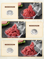 Meat Grinder Heavy Duty - 5 in1 Meat Grinder for Home Use - 3000W Max Powerful - Sausage Stuffer with 3 Stainless Steel Grinding Plates - Size #12 (silver)