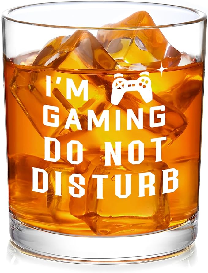 Futtumy Gaming Whiskey Glass for Men Gamer, I'm Gaming Do Not Disturb Whiskey Glass for Gamer, Funny Christmas Gifts Birthday Gifts for Gamers Boyfriend Boy Men Teen, Room Decor for Game Lover, 10 Oz