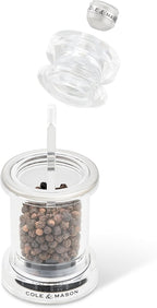 Cole & Mason 675 Refillable Spice Mill - Kitchen & Home Accessory - Table Pepper Grinder - Peppercorn Included - Acrylic - Pepper Mill 4.5"