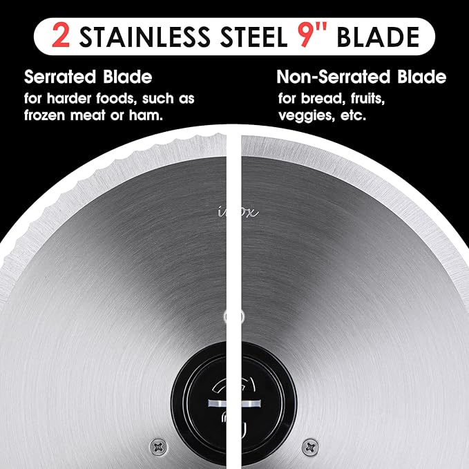 Techwood Electric Meat Slicer, 200W Electric Deli Food Slicer with 9” Removable Stainless Steel Blade & Adjustable Thickness Dial, for Home Use, Ideal for Meat Jerky, Hard Cheese, Vegetables & Bread