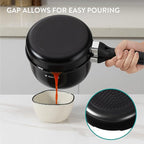 Navaris All in One Frying Pan Set - Ceramic Non Stick Cooking Pan & Small Saucepan with Lid & Stainless Steel Steamer Basket - Cookware Steam Pot & Saucepans - Set of 3