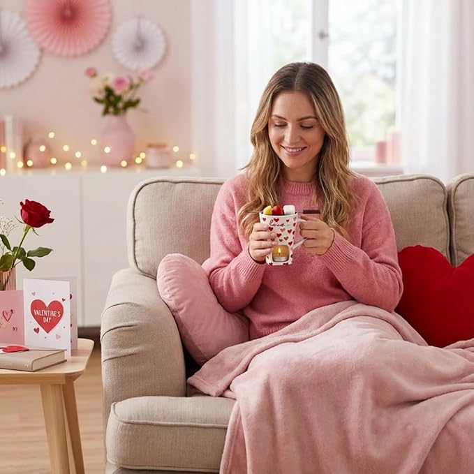 Honeydak Christmas Chocolate Fondue Mug with Fork and 3 Candle Sweet Ceramic Personal Chocolate Melting Cup Ideal Xmas Gifts Birthday Date Night Birthday Wedding Gifts (White,Heart)