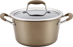 Anolon Advanced Home Hard-Anodized Nonstick Tapered Sauce Pan/Saucepot, 4.5-Quart (Bronze)