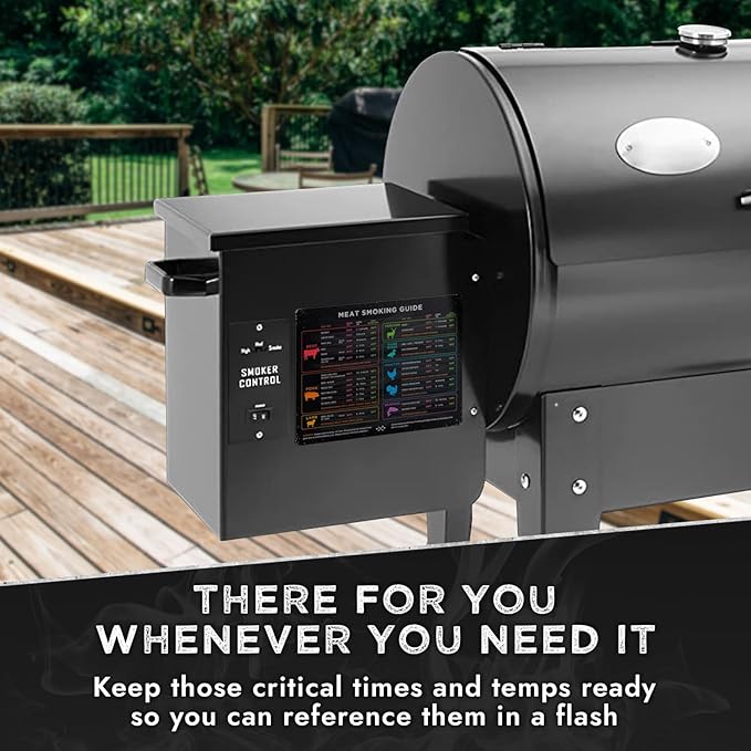 Levain & Co Meat Smoking Magnet Horizontal & BBQ Smoker Guide - Smoker & Pellet Grill Accessories - Wood, Time, & Temp - Grill Accessories for Outdoor Grill - BBQ Smoker Accessories - Grilling Gifts