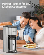 AIRMSEN Single Serve Coffee Maker with Grinder, Grind and Brew All in One - 6-16 Oz Single Cup Coffee Machine with 19 oz Travel Mug - Adjustable Drip Tray, Overheat Protection
