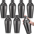 Nitial 6 Pcs Bar Cocktail Shaker Professional Stainless Steel Martini Drink Mixer with Built-in Strainer for Bartending No Leaks Boston Shaker for Bar Party Drink Mixing Tool(18.6 oz,Black)