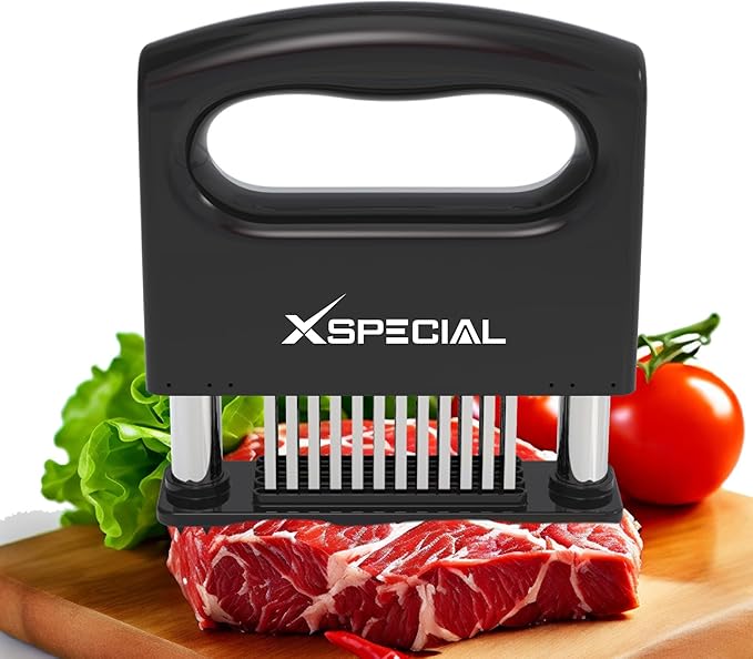 Mini-Deluxe Meat Tenderizer Tool 48 Blade Stainless Steel, Kitchen Cooking Gadgets Tools with Ultra Sharp Needle That Makes Steak & Chicken Tender - No More Hammer, Meat Pounder Or Mallet