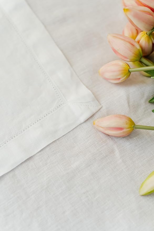 Natural Linen Tablecloth 60 x 106 Inch - 100% Pure Linen Rectangular Tablecloth - Machine Washable Table Cover for Spring, Easter, Summer, Indoor, Outdoor, Off White