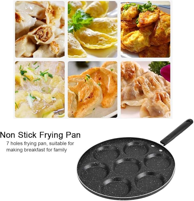 LAVEN Egg Frying Pan, 7-Grid Multi Egg Cooking Pan, Non Sticking Plett Pan for Restaurant, Hotel Household Kitchen Use