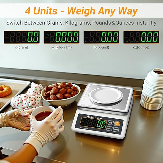 Gram Scale Waterproof Counting Function Weighs Gram, Pound & Kilogram, 13lb Capacity, 0.001lb Increment, Stainless Steel Platform, Perfect for Baker, Pastry Chefs, Homebrewing, Food Production