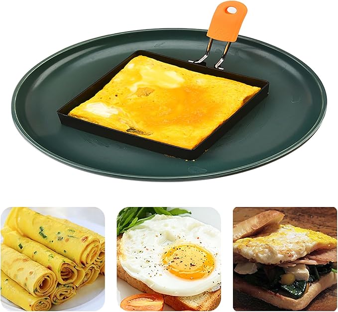 Square Egg Ring for Frying - 2 Pcs 4 Inch Egg Pancake Cooking Rings, Non Stick Stainless Steel Omelet Maker for Griddle Breakfast Sandwiches, Crumpet