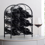 GOSSI 3- Tier Home Wine Bar for Wine Lovers Restaurant Hotel Wine Rack Standing Floor Cabinets Wine Bottle Holders Stands - Black 9 Bottle Metal Stand Christmas Decorations（23036）
