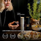 LARS NYSØM Salt and Pepper Grinder Set Manual, Stainless Steel Salt and Pepper Mills with Adjustable Ceramic Grinder I Design Spice Shakers (Red/Brown)