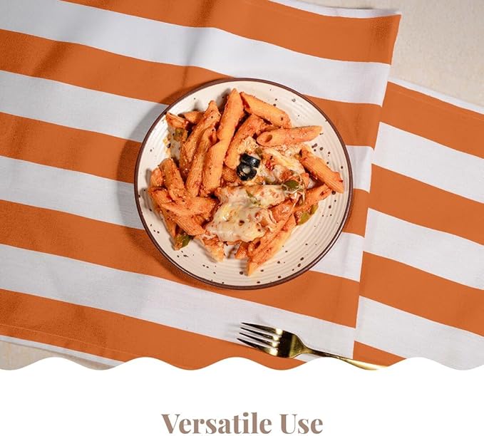 Folkulture Table Runner | Fall Table Runners 108 inches Long | Striped Boho White Table Runners for Farmhouse Decor or Table Decorations for Party | Burnt Orange Table Runner for Fall Decor