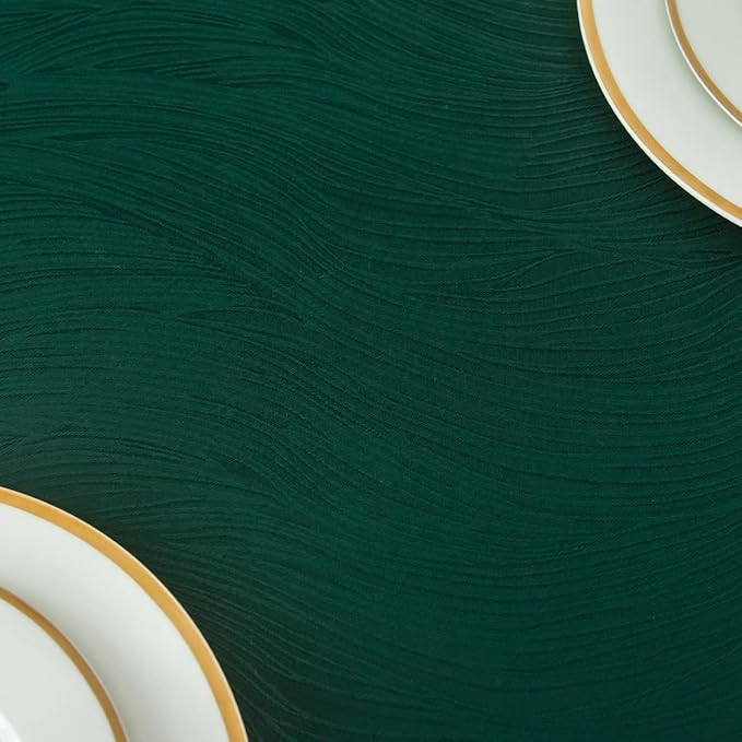 maxmill Round Swirl Design Tablecloth Waterproof Spillproof Wrinkle Free Table Cloth, Kitchen Dinning Circular Tabletop Decoration, Fabric Table Cover for Christmas Parties, 70 Inch, Hunter Green