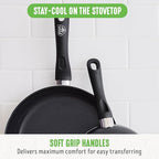 GreenLife Soft Grip 7" and 10" Frying Pan Set, Healthy Ceramic Nonstick, Non Toxic PFAS & PFOA-Free, Dishwasher Safe, Egg Omelet Skillet, Cookware for Easy Cooking, Kitchen Essentials, Black