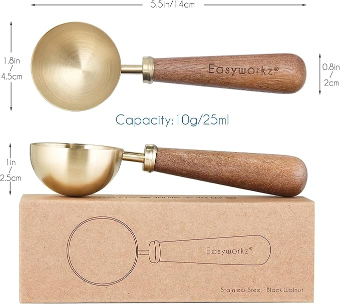 Easyworkz Retro Stainless Steel Coffee Spoon With Black Walnut Handle,10g - Measuring Spoon (Brushed gold)
