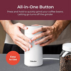 MuellerLiving Electric Coffee Grinder for Spice, Nut, Herbs and Coffee Beans, Sharp Blade, Stainless Steel - White