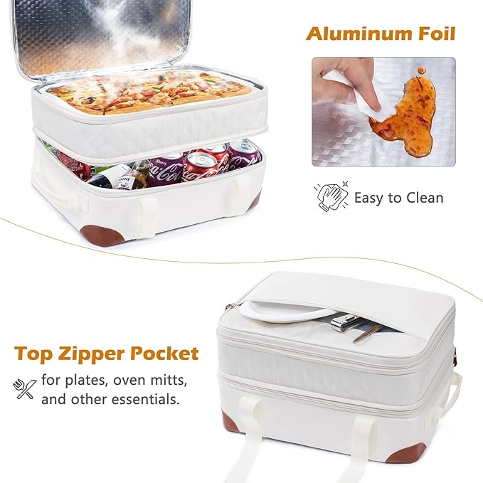 BAGSPRITE Insulated Casserole Carrier for Hot or Cold Food with Heat-resistant Mat, Casserole Dish Carrier Insulated Food Carrier, Hot Food Carrier, Foil Pan Carrier Fits 9" x 13" Baking Dish