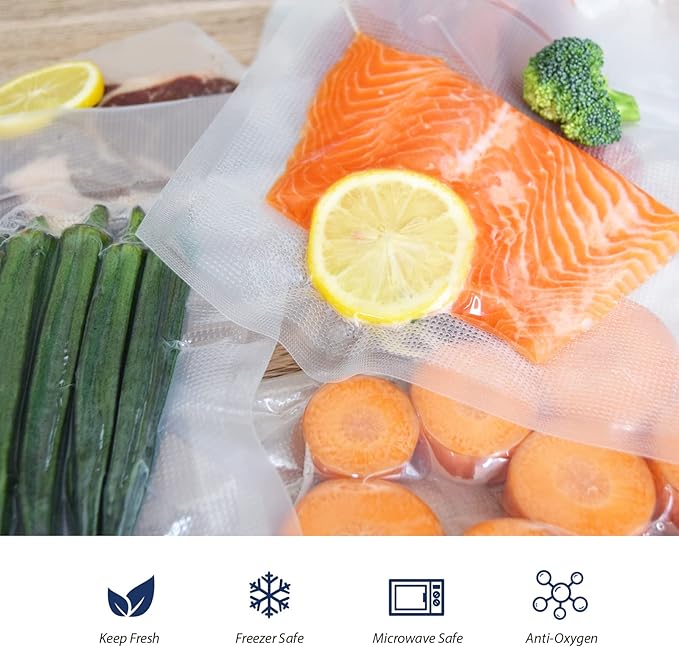 Vacuum Sealer Bags 2 Rolls 8"x50' Commercial Grade Food Saver Bags for Seal a Meal, BPA Free, Heavy Duty, Great for vac Storage, Meal Prep or Sous Vide