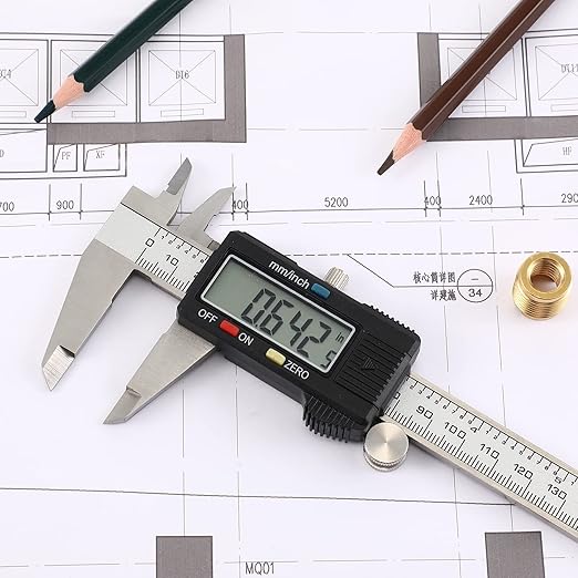 Electronic Digital Caliper Measuring Tool, Stainless Steel Vernier Caliper Digital, Easy Switch from Inch Metric, LCD Screen,0-6inch/150mm Caliper Measuring Tool for DIY/3D Printing