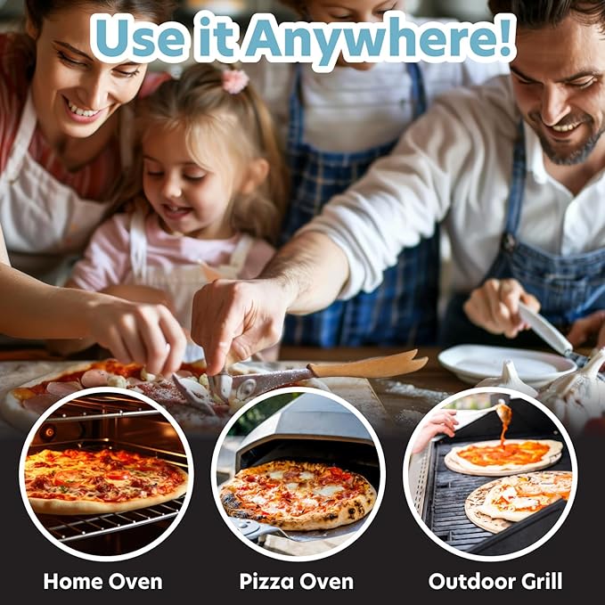 Pizza Stone for Oven, Grill, BBQ - Round 5/8 Inch Extra Thick Baking Stone w/Safe & Even Heating - XL 16.5" Pan for Crispy Crust, Made of Heavy Duty Cordierite can Withstand 550+ Degrees Fahrenheit