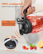 64oz Glass Pitcher with Fruit Infuser, 2 Quart Wide Mouth Mason Jar Pitcher with Airtight Flip Top Lid, Leakproof Fridge Door Water Jug for Iced Sun Tea, Juice Making - Black