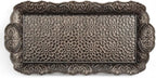 Alisveristime Small Ornate Metal Serving Tray – Ottoman Motif Decorative Tray (14.2" x 7.1", 10.8 oz) (Black)