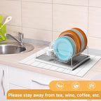 Large Stone Drying Mat, Diatomite Dish Drying Mat, Dish Mat Drying Kitchen Mat - Storable & Anti-Slip for Kitchen, Square, White, 24"x16"