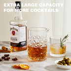 KITESSENSU Cocktail Mmixing Glass 24oz 710ml - Crystal Bartender Accessories Glass Beaker to Mix & Stir Cocktails - Thick and Sturdy Bottom - Premium Seamless Design