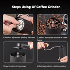 Manual Coffee Grinder with Double Bearing System Coffee Bean Grinder, 25g Capacity Hand Coffee Grinder, Stainless Steel 6-Star Burr Mill (BLACK, 6star-stainless steel)