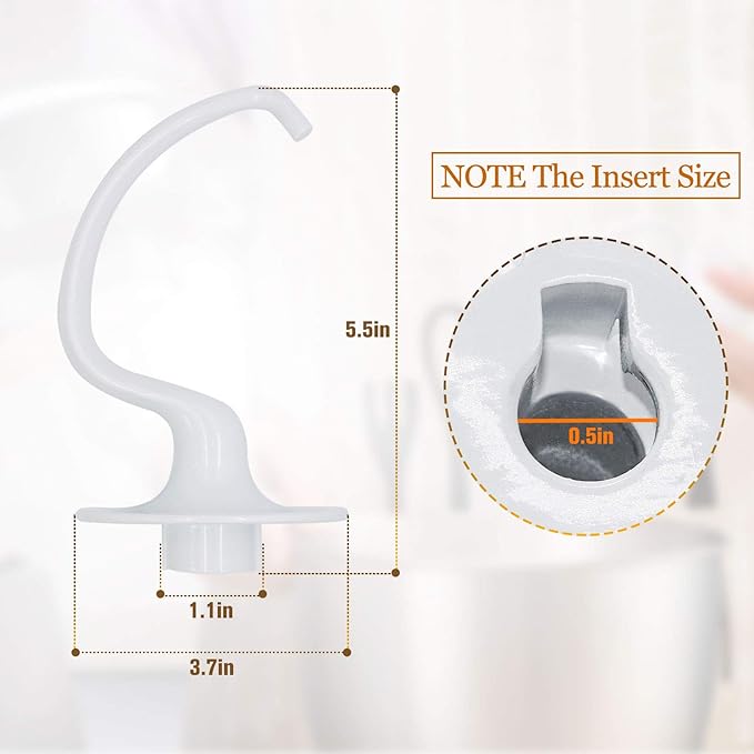 TOMOON K45DH Kitchen-Aid Bread Hook, C Dough Hook Attachment for 4.5-5 QT Bowl,Compatible for Kitchen-Aid Stand Mixer K45 K45SS KSM90 KSM150