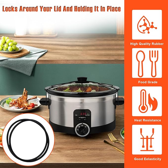 Black Lid Latch Strap Rubber Band for 6,7,8 quart Hamilton Beach Crock pot slow cooker WHT …Lid Strap for Fixing Pot Lid