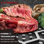 Hybrid 14.5Inch 316 Stainless Steel Pan, PFOA Free Non-Stick Wok, Dishwasher Oven Safe, Stay Cool Handle Skillet, Works with Induction Cooktop/Ceramic/Gas/Electric Stove