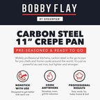 GreenPan x Bobby Flay 11" Carbon Steel Crepe Pan, Pre-Seasoned, Nontoxic, PFAS-Free, Induction Compatible, Pancake & Omelet Flat Griddle, High-Heat & Oven Safe Cookware, Cast Iron Alternative
