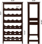 VASMIA Wine Rack Free Standing Floor, 6-Tier Display Wine Storage Shelves with Table Top, 24-Bottle Bamboo Wine Rack Shelf for Kitchen Bar Dining Room Living Room, Brown