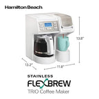 Hamilton Beach FlexBrew Trio 2-Way Coffee Maker, Compatible with K-Cup Pods or Grounds, Combo, Single Serve & Full 12 Cup Coffee Pot, White, Fast Brewing, Removeable Reservoir
