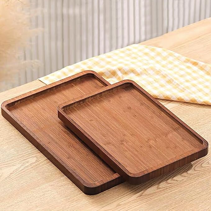 Bamboo Serving Tray,Food Tray for Breakfast,Coffee Table,Dinner & Bar, Decorative Tray for Kitchen, Bedroom (Large)