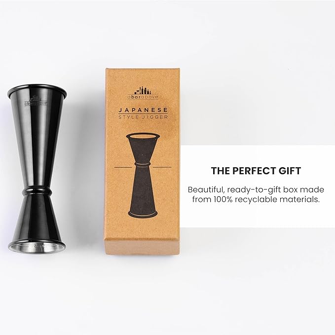 A Bar Above Premium Japanese Jigger 8 Precise Measurement Markings, Heavy Duty 304 Stainless Steel Double Cocktail Jigger for Professional Bartenders & Home Use, Durable Bar Tool for Accurate Pouring