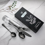 VANDBAO Black Flatware Cutlery Silverware Set 20 Pieces, Stainless Steel Colorful Utensils, Tableware Set Service for 4, Include Knife/Fork/Spoon, Reusable, Mirror Polished, Dishwasher Safe