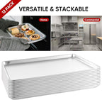 TENUP 12 Pack Aluminum Full Sheet Pan, 26" x 18" Heavy Duty Commercial Baking Tray Reinforced Rim, Warp-Resistant Rust-Free