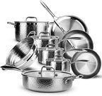 imarku Pots and Pans Set, 14PCS Kitchen Cookware Sets Tri-Ply Clad Stainless Steel with Hangered Handle and Lids, Suits Ceramic and Induction, Oven and Dishwasher Safe, Best Gifts for Women Man