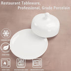 jingsongdafa Butter dish with lid, white porcelain dome cheese dish with handle, separate small butter tray, cute ceramic dessert serving bowl, suitable for dining table, countertop, refrigerator