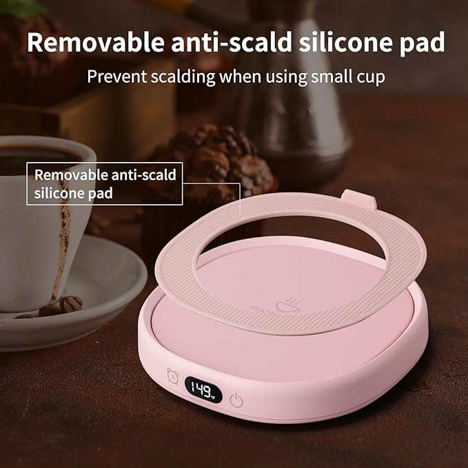 Coffee Mug Warmer & Not A Day Mug Set, Coffee Cup Warmer for Desk, 3 Temperature Setting, Smart Electric Beverage Warmer for Coffee, Tea, 8-Hours Auto Shut Off