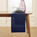 Solino Home Navy Table Runner 72 Inches Long - Dru Cotton Linen Dining Table Runner 14 x 72 Inch for Summer - Handcrafted and Machine Washable